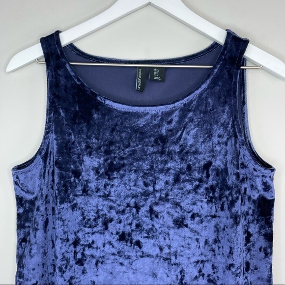 CYNTHIA rowley blue crushed velvet sleeveless top size size small - Picture 2 of 6